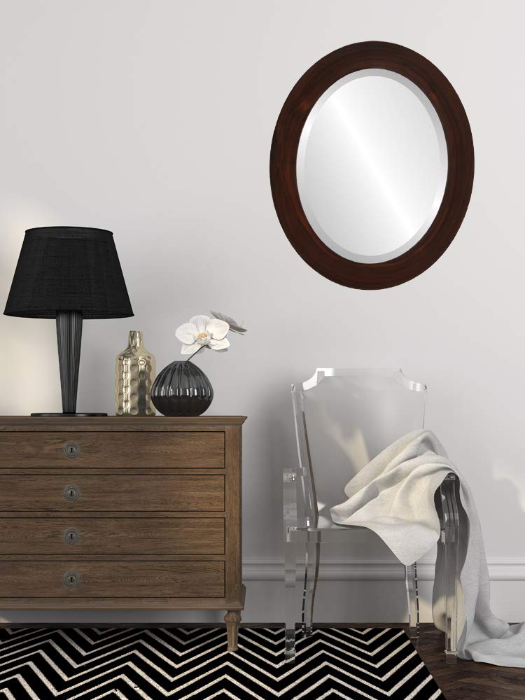 Stylish Oval Beveled Wall Mirror - Soho Inspired Home Decor - Mocha Finish - 20x24 Inches - Perfect for Living Room, Bedroom & Entryway Decor