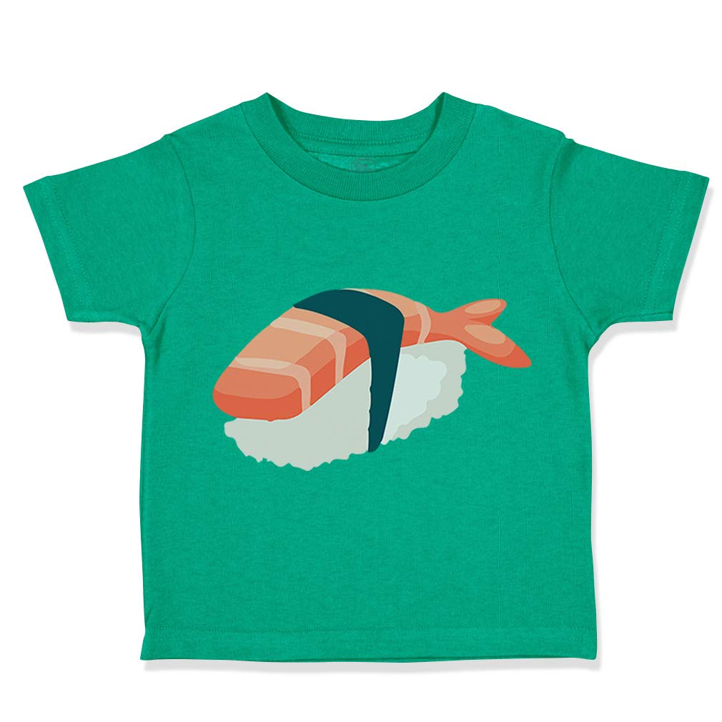 Funny Sushi Toddler T-Shirt - 100% Cotton Cute Food Print Tee for Boys & Girls (3T, Kelly Green) - Perfect for Playdates, Birthday Parties & Family Outings