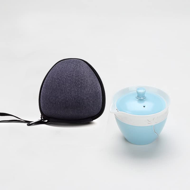 Premium Ceramic Travel Mug & Gaiwan Tea Set - Chinese Style Ceramic Tea Cup with Lid for Hot & Cold Drinks - Perfect for Home, Office, Camping & Travel Use