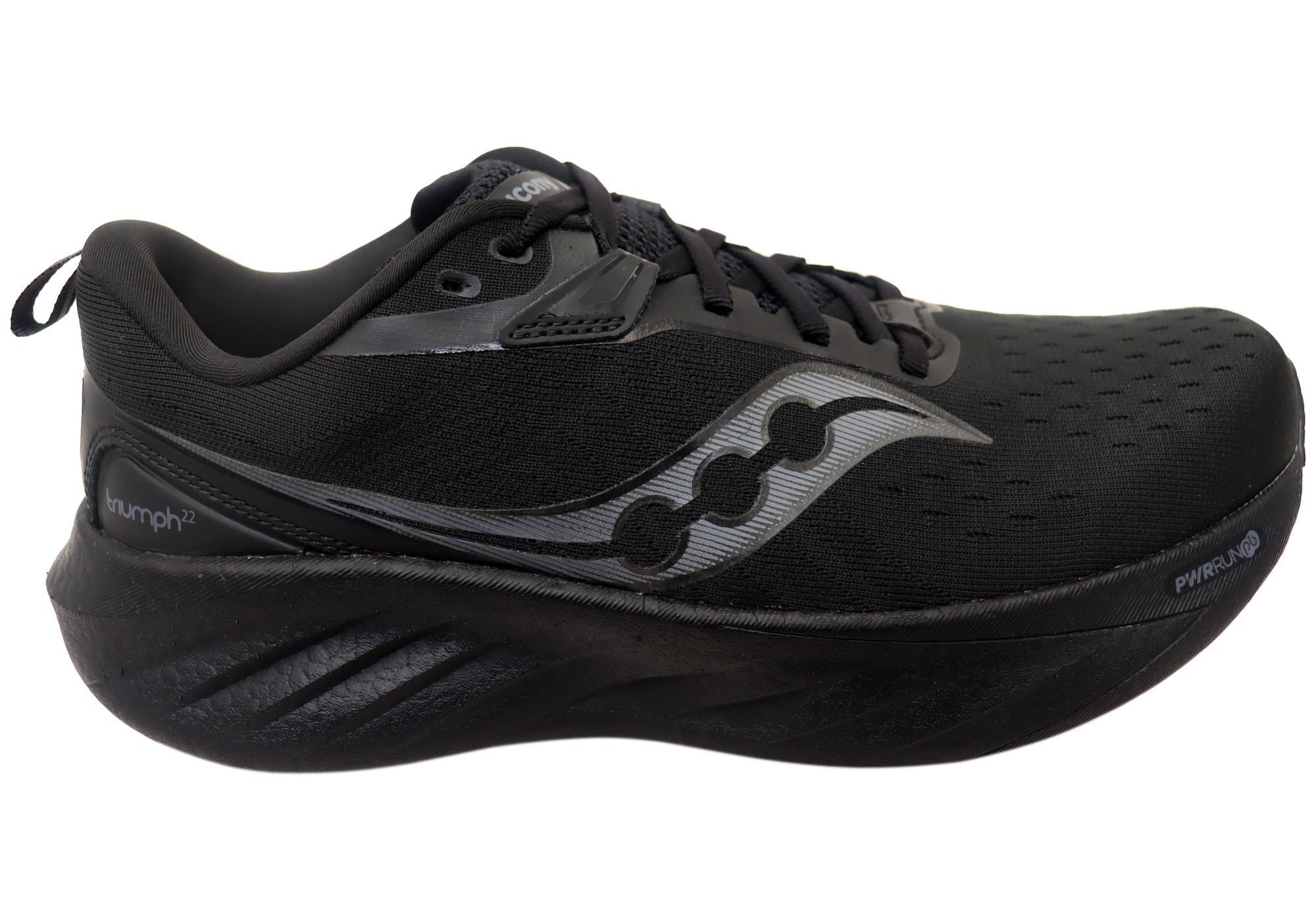 Saucony Men's Triumph 22 Running Shoes - Triple Black Cushioned Athletic Sneakers for Marathon Training & Daily Jogging