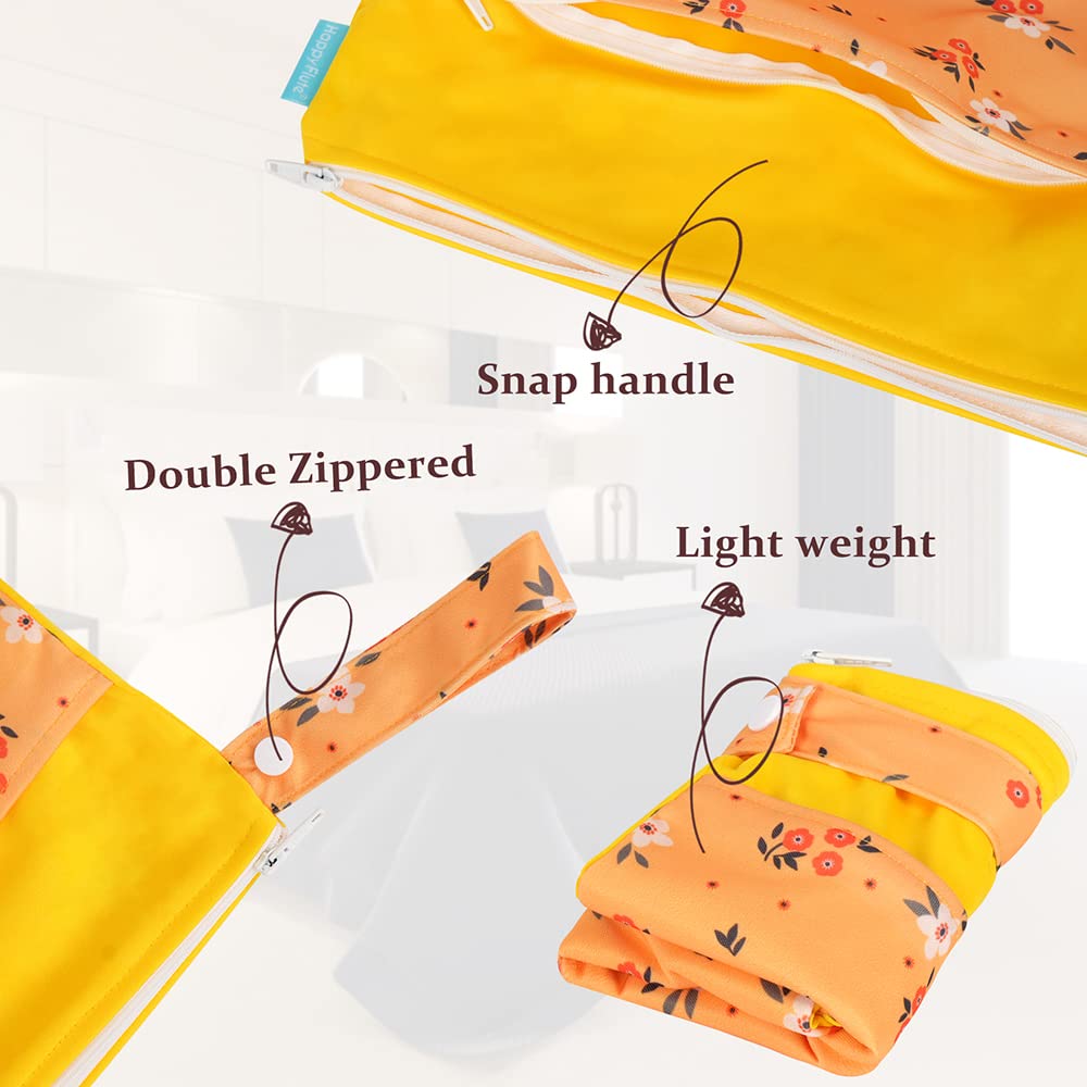 2-Pack Reusable Wet Dry Bags for Baby Cloth Diapers - Washable Waterproof Storage Pouches with 2 Zippered Pockets (11.8