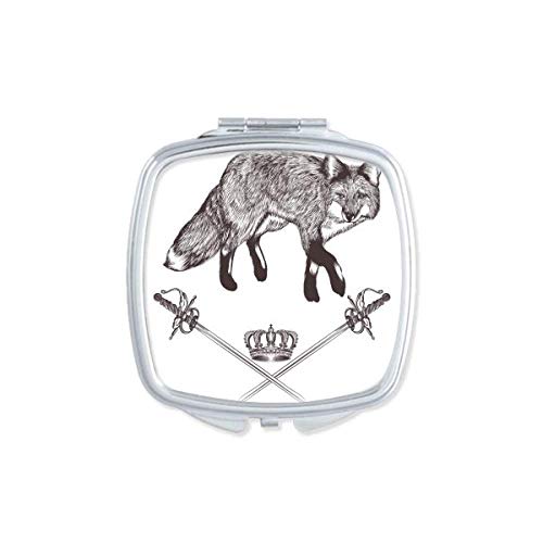 DIYthinker Fox Sword Crown Baroque Style Compact Mirror - Double Sided Portable Makeup Mirror for Travel, Purse & Vanity (Animal Baroque Design)