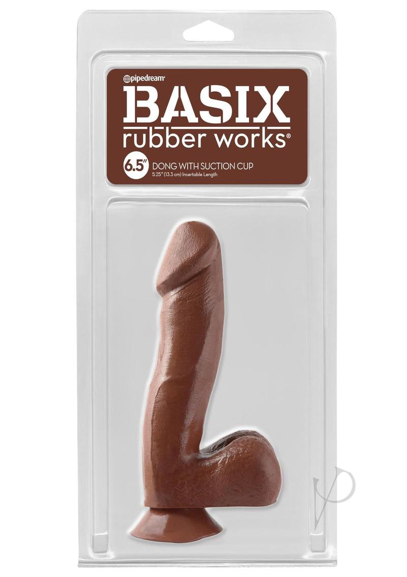 Basix Rubber Works 6.5 Inch Realistic Dong with Strong Suction Cup - Waterproof Caramel Colored Adult Toy for Couples & Solo Play - Perfect for Shower Fun & Private Moments