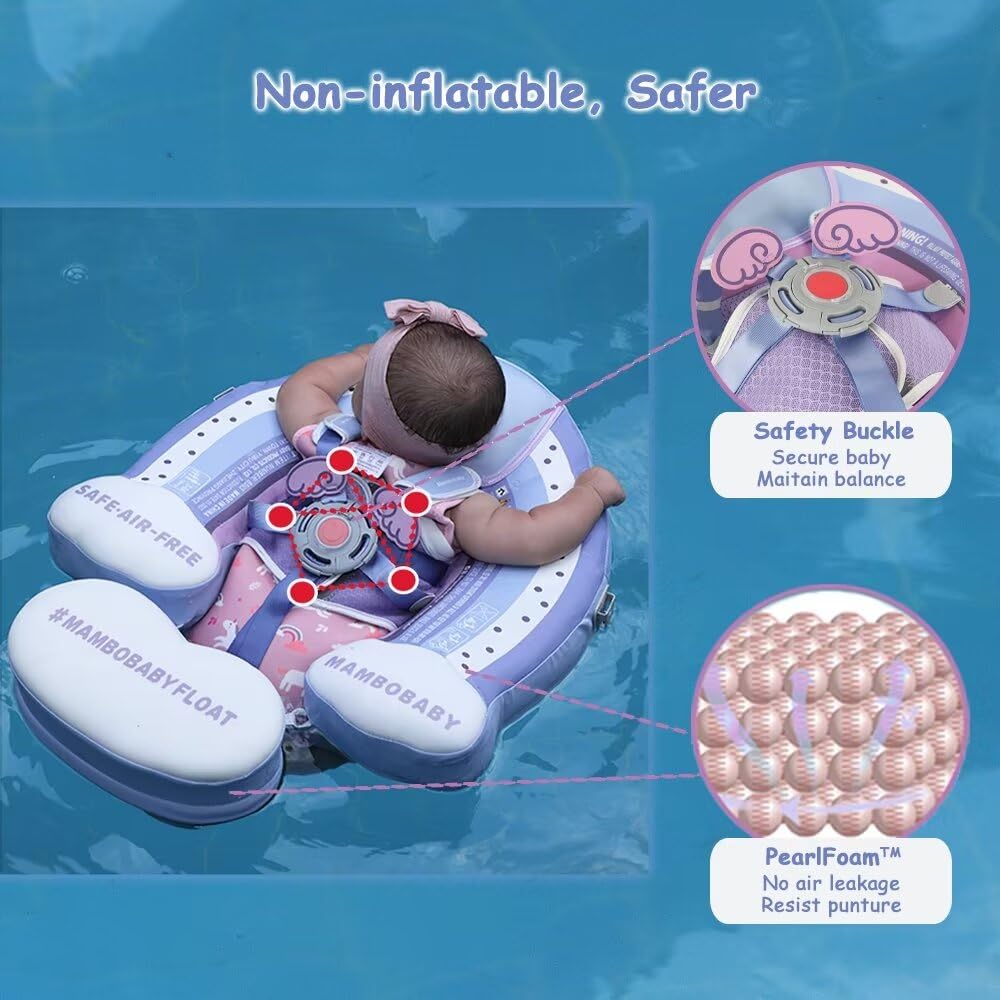**Mambobaby Upgraded Non-Inflatable Baby Pool Float with Canopy – Safe Swim Ring for Infants 3-24 Months – Perfect for Beach, Pool & Outdoor Water Play**