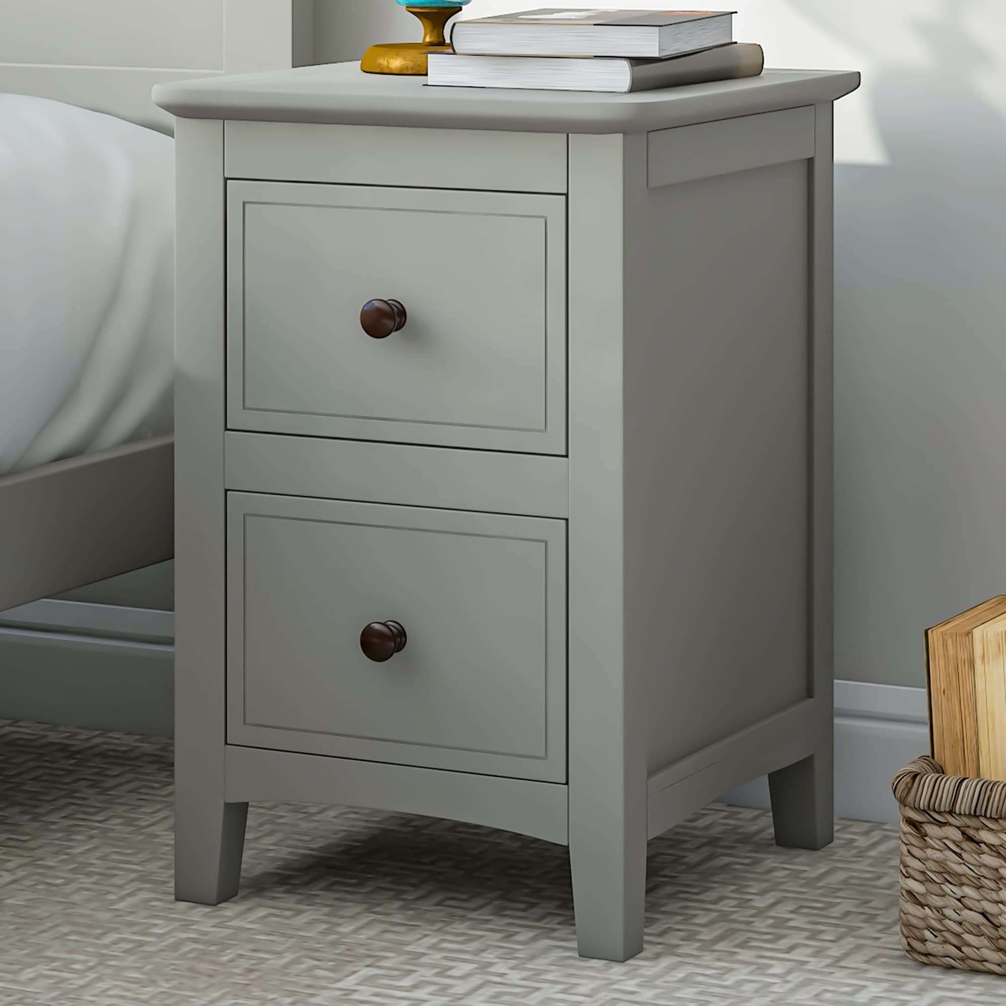 Modern Nightstand with Storage Drawer & Shelf - Bedside Table, Sofa Side Table for Bedroom - Grey End Table for Small Spaces | Perfect for Bedrooms, Living Rooms & Dorm Rooms
