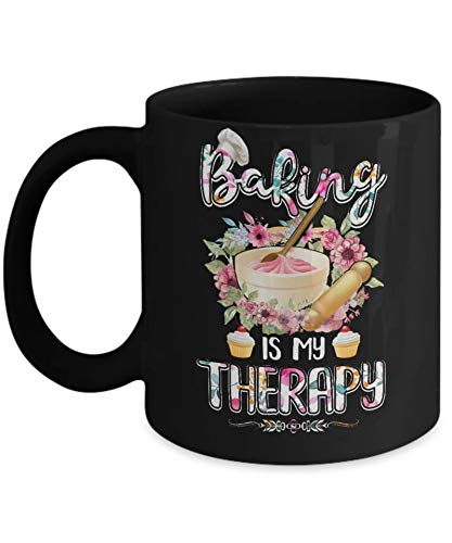 Baking Is My Therapy Coffee Mug - 11OZ Ceramic Cup for Coffee, Tea & Hot Drinks - Perfect Gift for Bakers & Baking Enthusiasts - Ideal for Home, Office & Kitchen Use