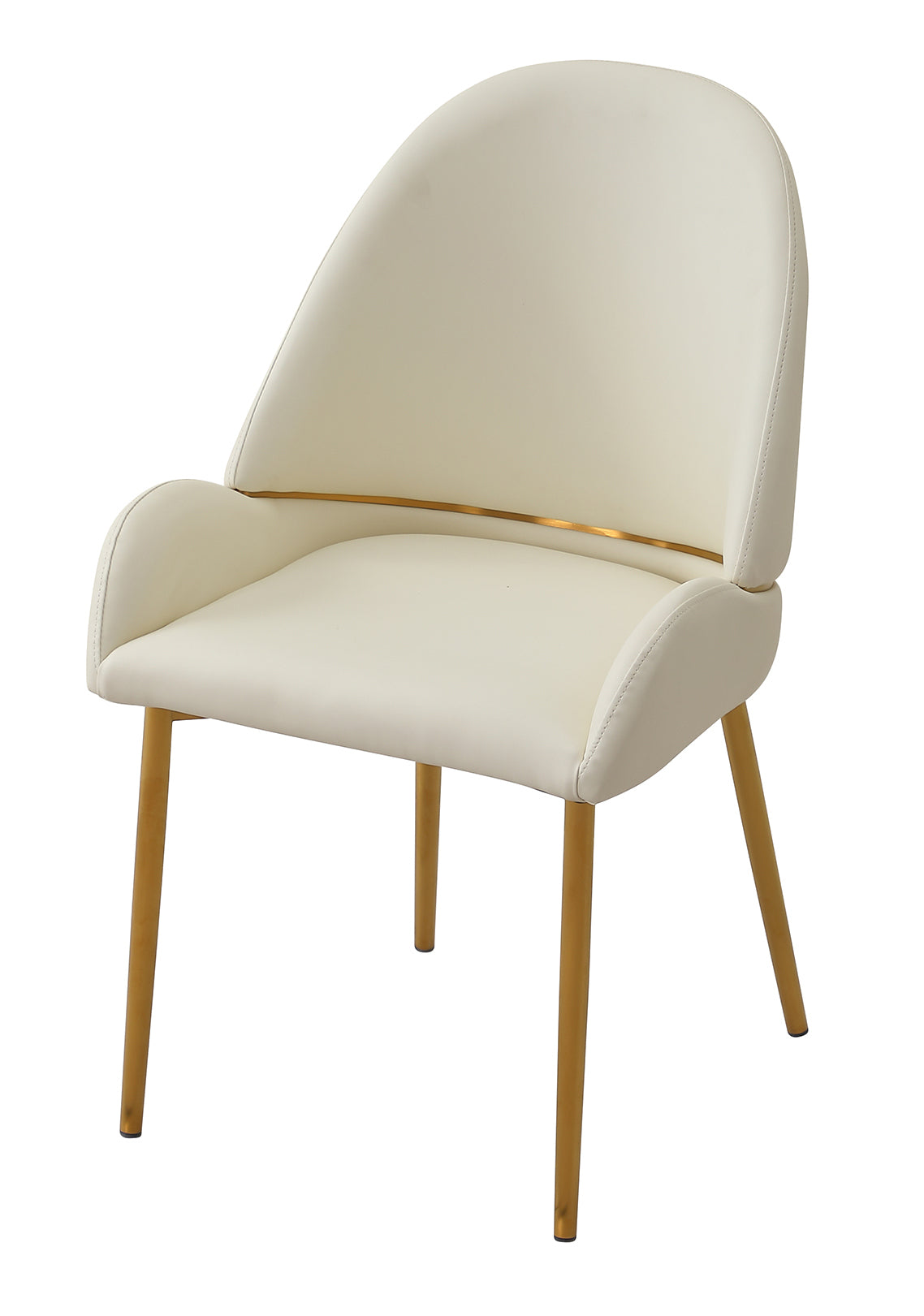 Modern PU Leather Dining Chairs Set of 2 - Beige Upholstered Seats with Sturdy Metal Legs for Kitchen, Dining Room, and Office Use