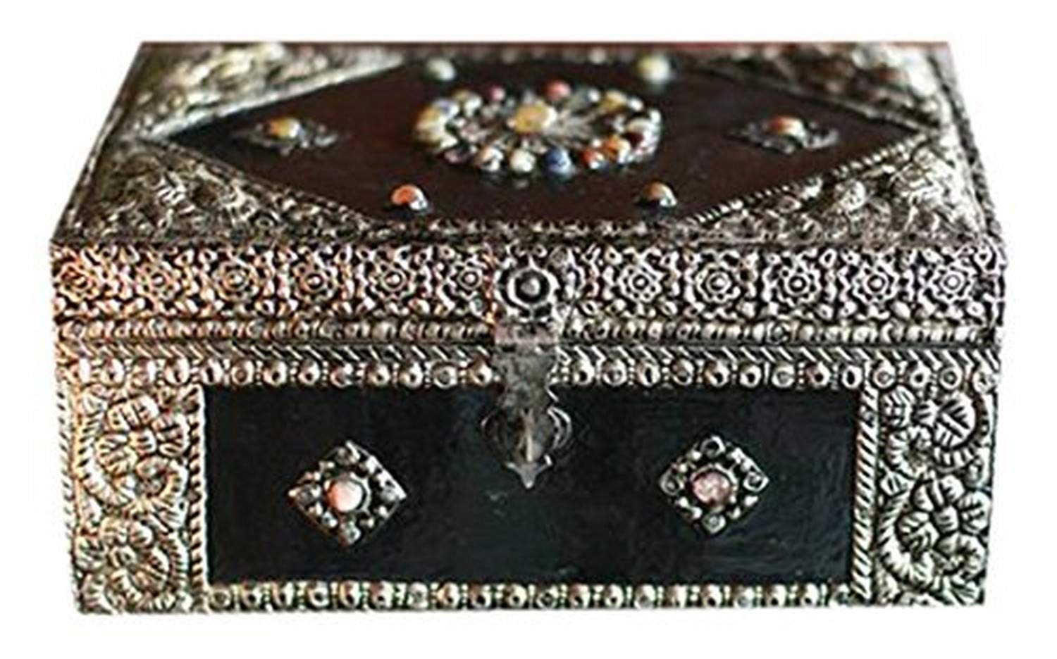 NOVICA Handmade Repousse Brass Jewelry Box - Metallic 'Enchantment' - Elegant Storage for Rings, Necklaces & Keepsakes - Perfect Gift for Women & Home Decor