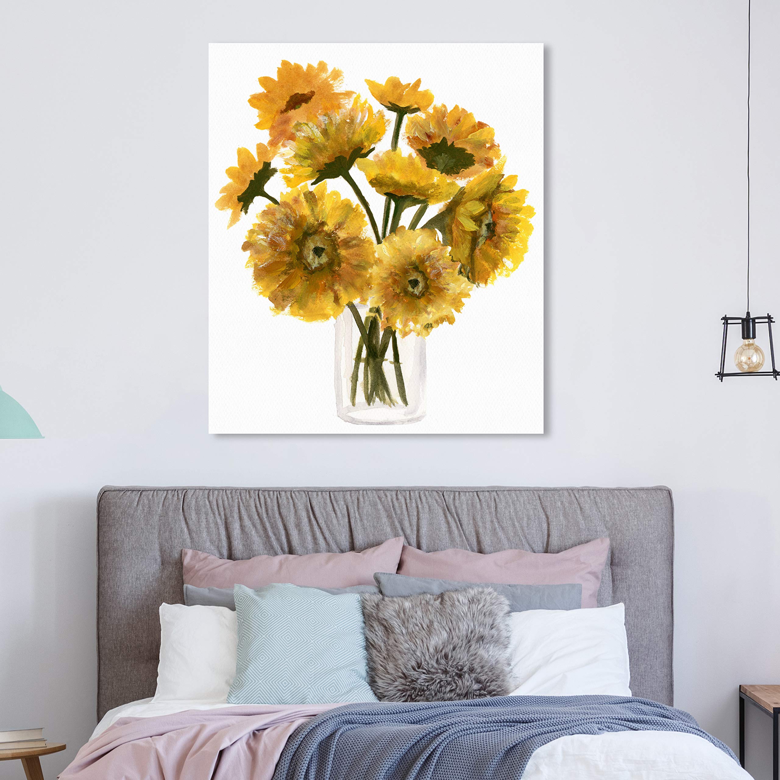 Oliver Gal Floral Wall Art Canvas Print 'Happy Daisies' - 30x36 Inch Yellow & White Home Decor for Living Room, Bedroom, Office - Modern Botanical Painting for Housewarming Gift & Interior Design
