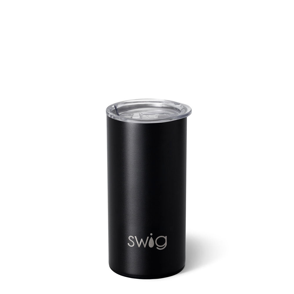 Premium 12oz Black Slim Tumbler - Insulated Stainless Steel Travel Mug for Hot & Cold Drinks - Perfect for Office, Gym, Hiking and Outdoor Activities