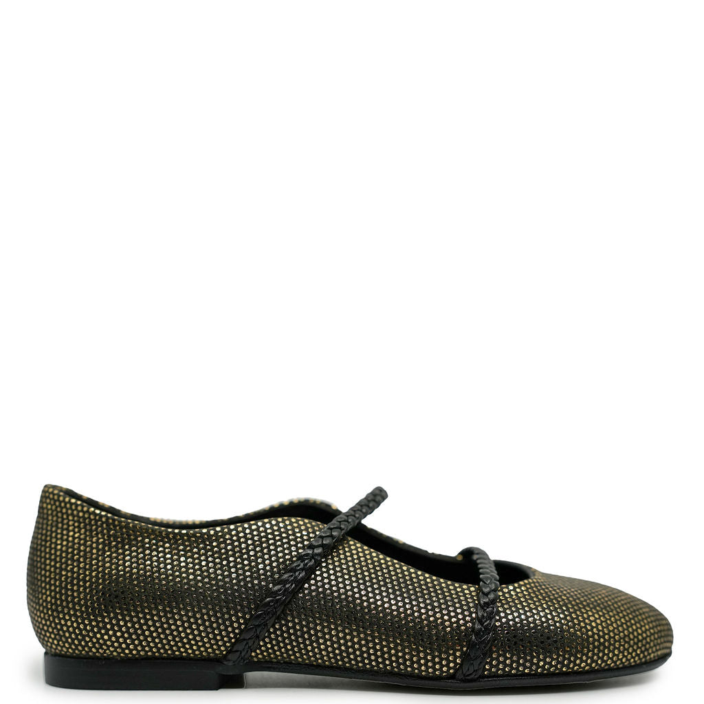 Blublonc Bronze Braided Strap Mary Jane Shoes - Women's Vintage Style Comfortable Flats for Casual Wear & Office Outfits