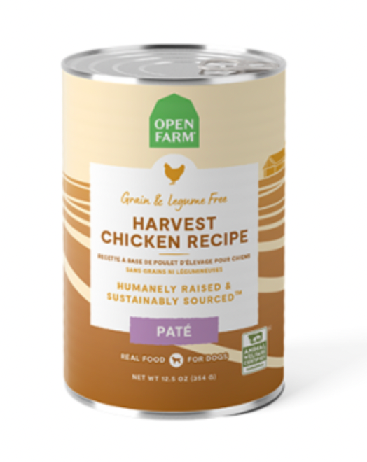 Open Farm Harvest Chicken Pate Grain-Free Canned Dog Food - 12.5oz (354g) | High-Protein Wet Food for Adult Dogs | Perfect for Mealtime, Training Treats & Senior Dogs with Sensitive Stomachs