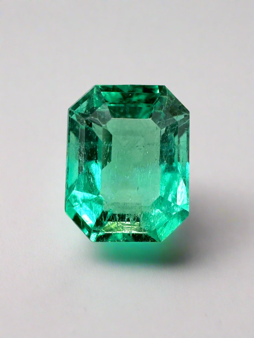1.92 Carat Natural Colombian Emerald - 8.3x6.6mm Bluish Green Loose Gemstone | Emerald Cut with Ultra Glow | Perfect for Engagement Rings, Fine Jewelry & Collector's Pieces