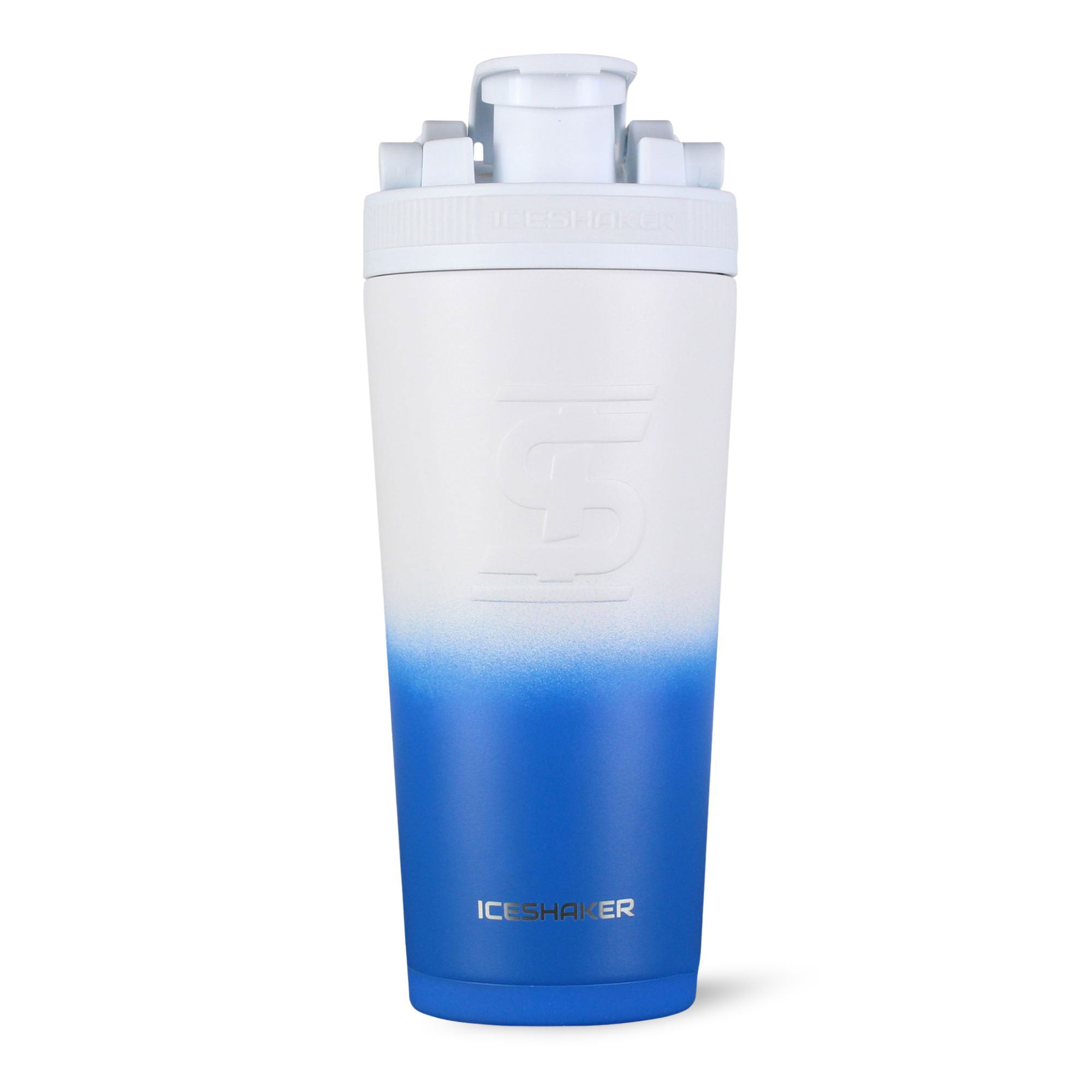Ombre Series 26oz Shaker Bottle - Royal White Ombre | Leakproof Protein Shaker for Gym, Workouts & Travel | BPA-Free Ice Shaker for Protein Drinks & Smoothies