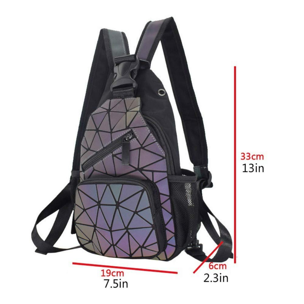 Women's Geometric Luminous Crossbody Bag - Color Changing Reflective Purse & Mini Backpack - Stylish Night Out & Festival Accessory for Parties, Concerts & Rave Events
