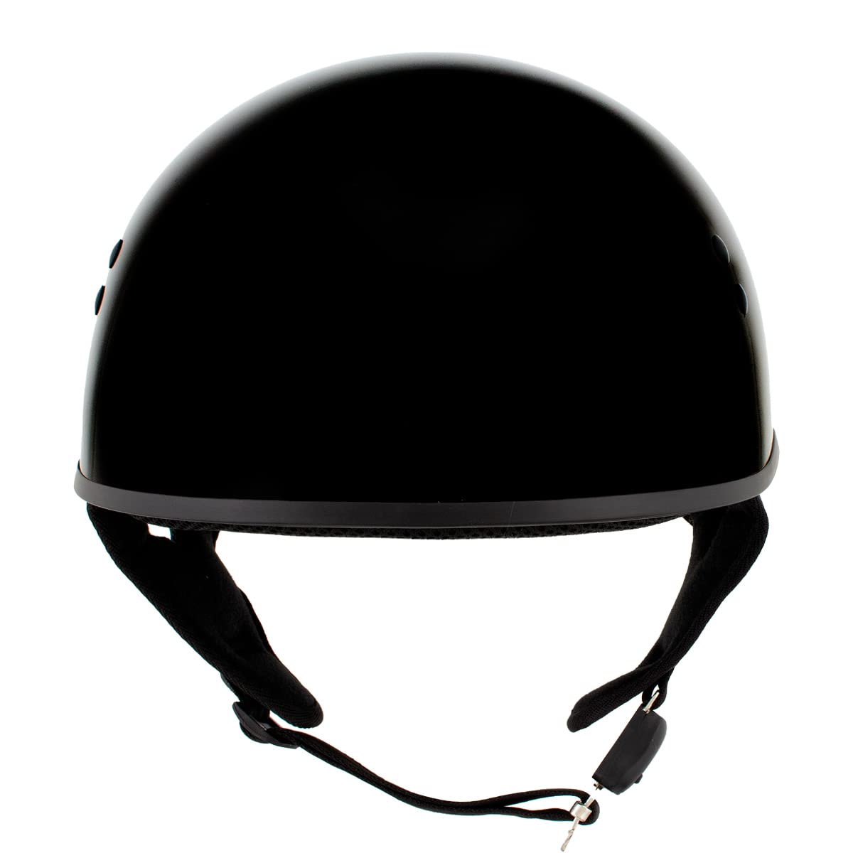 Milwaukee Leather HLD1004 POW Gloss Black DOT Approved Motorcycle Half Helmet - Small | Skull Cap Design for Bikers & Cruiser Riders | Perfect for Urban Commuting & Short Rides