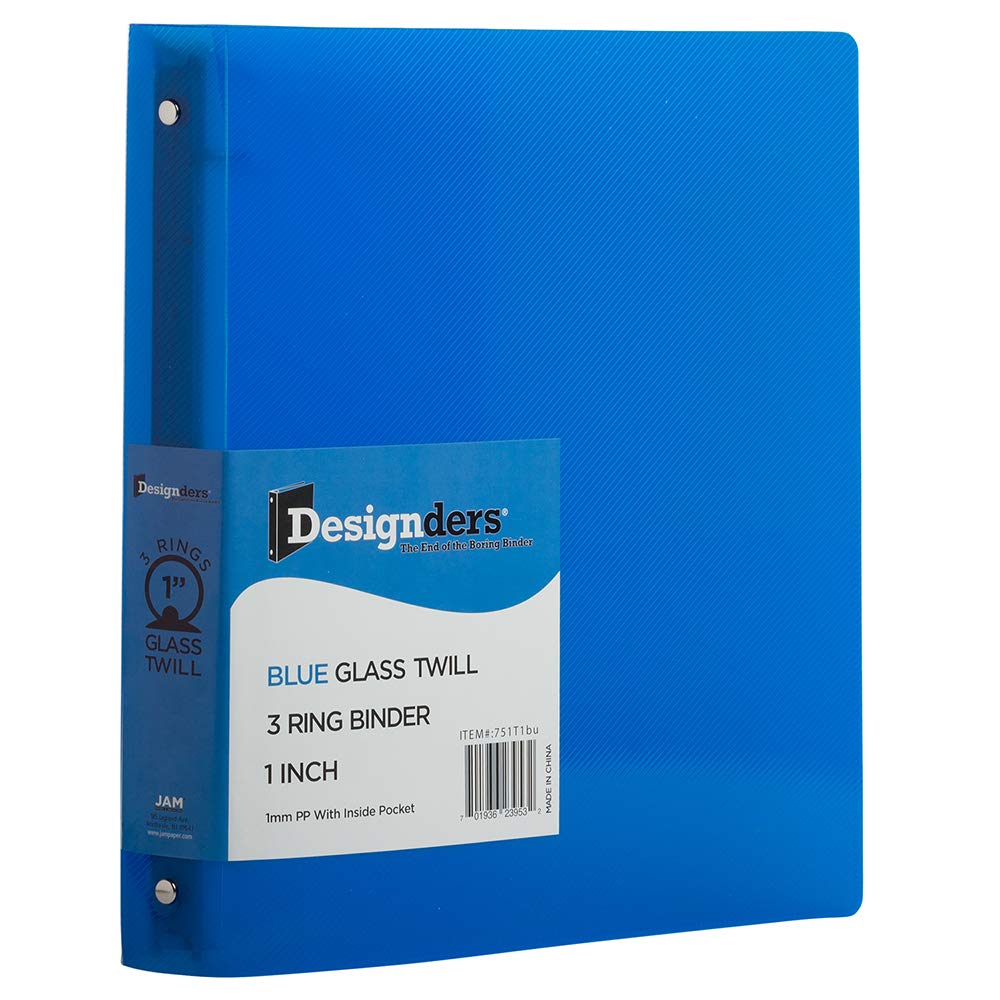 JAM PAPER Plastic 1 Inch Binders - 3 Ring Binder in Blue - Bulk Pack of 24 for School, Office & Home Organization | Durable Binders for Documents, Reports & Presentations