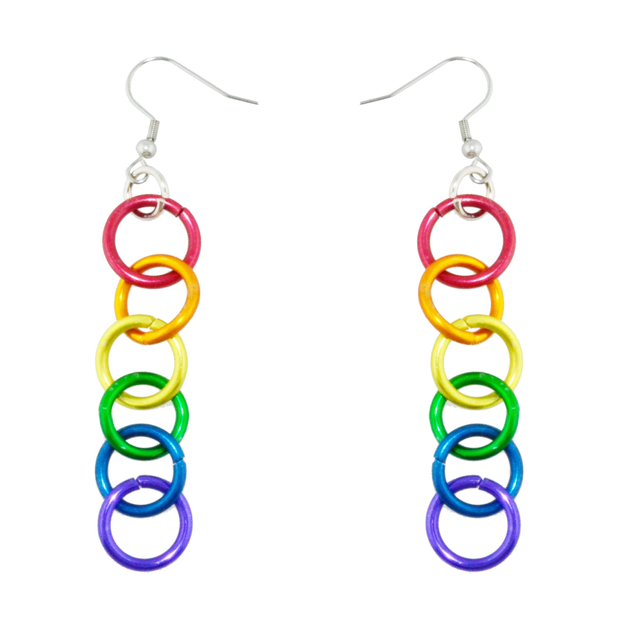 LGBT Pride Rainbow Linkage Dangle Earrings - Gay Lesbian Bisexual Transgender Pride Jewelry - Stylish LGBTQ+ Accessories for Parties, Parades & Everyday Wear