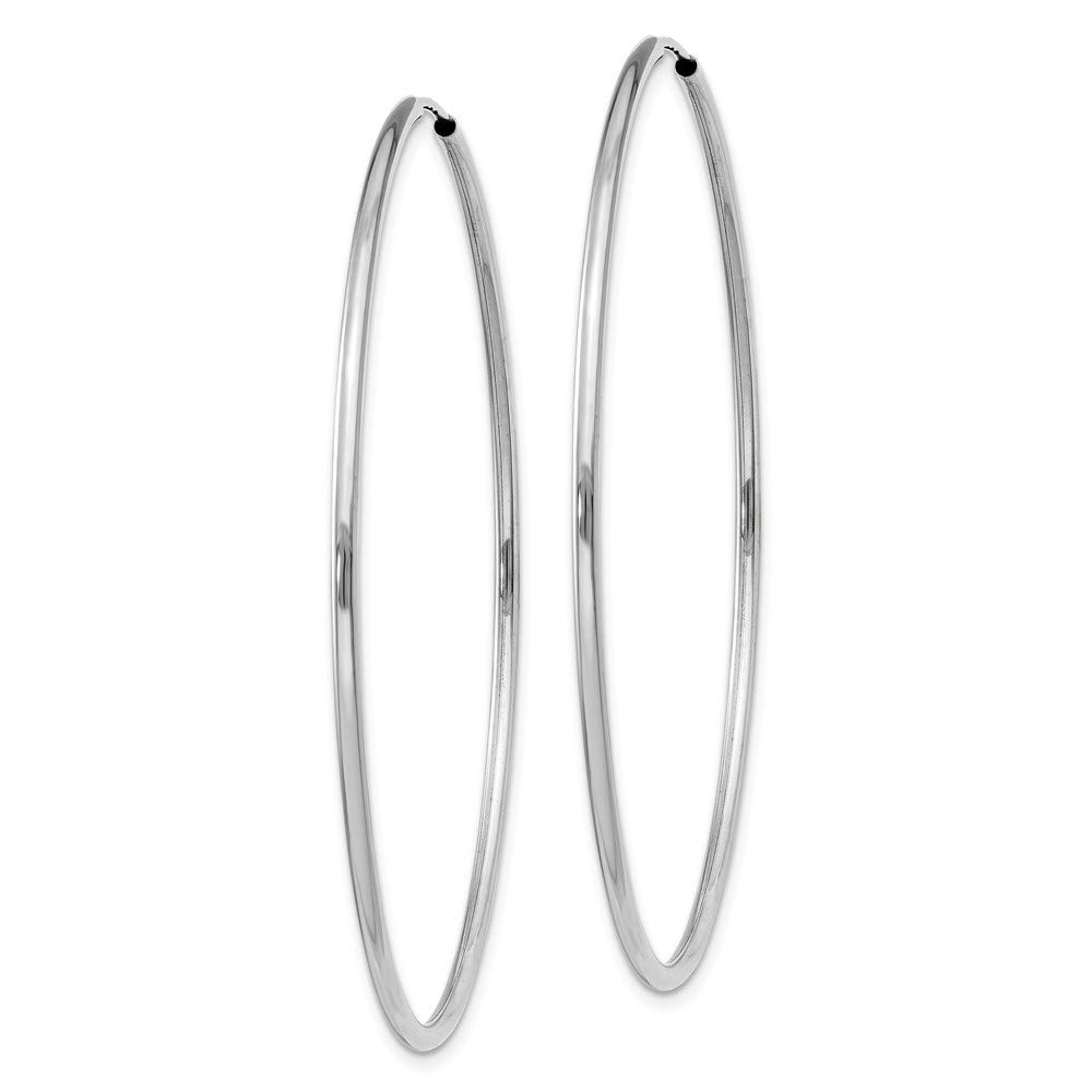 14K White Gold 1.5mm Polished Endless Hoop Earrings for Women - Dainty Minimalist Everyday Jewelry - Perfect for Work, Date Night & Special Occasions