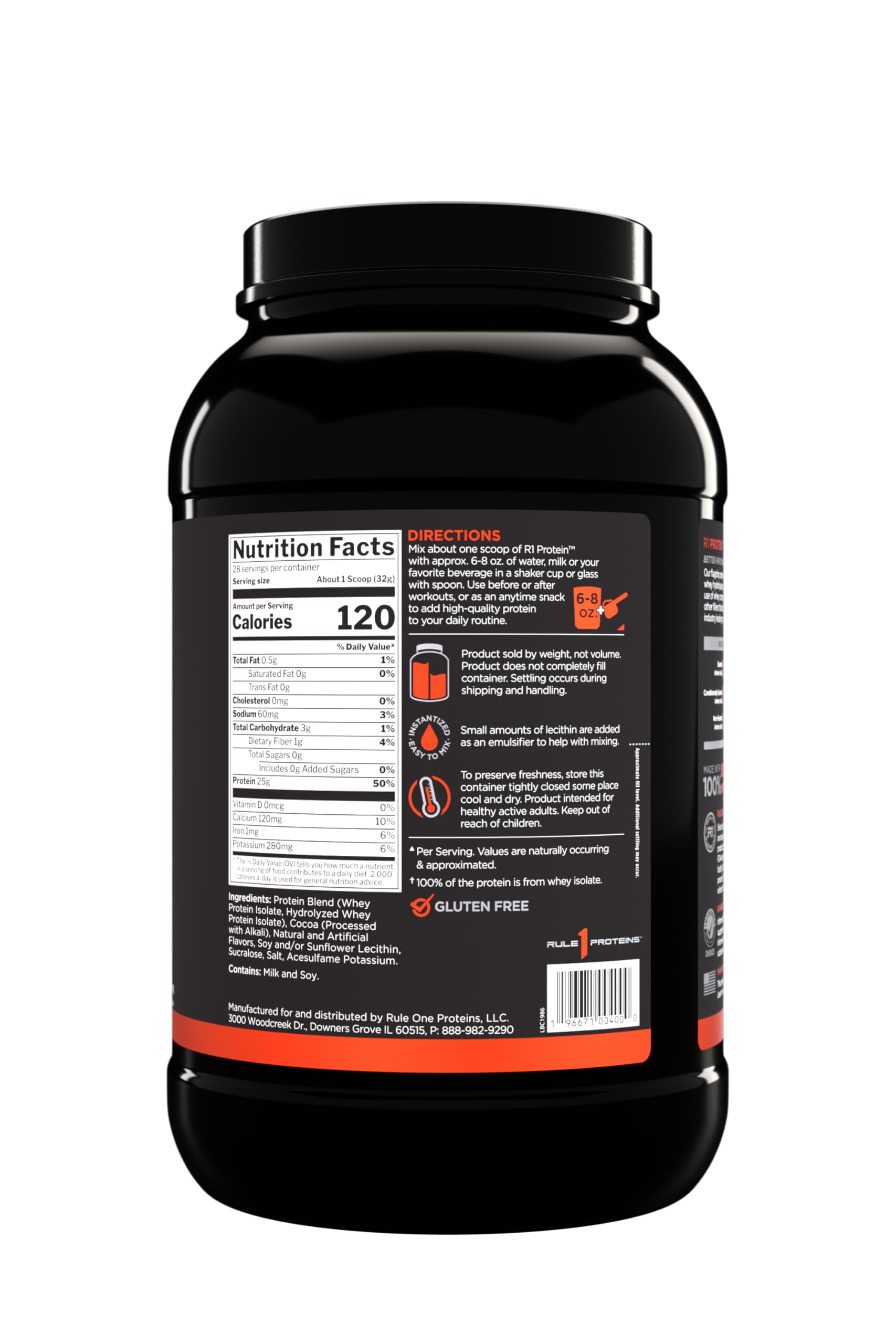 Rule One Proteins R1 Protein Powder - 25g Fast-Acting 100% Whey Isolate & Hydrolysate with 6g BCAAs, Super-Pure Muscle Recovery Supplement (2lb, Chocolate Fudge) for Post-Workout, Weight Training & Fitness Enthusiasts