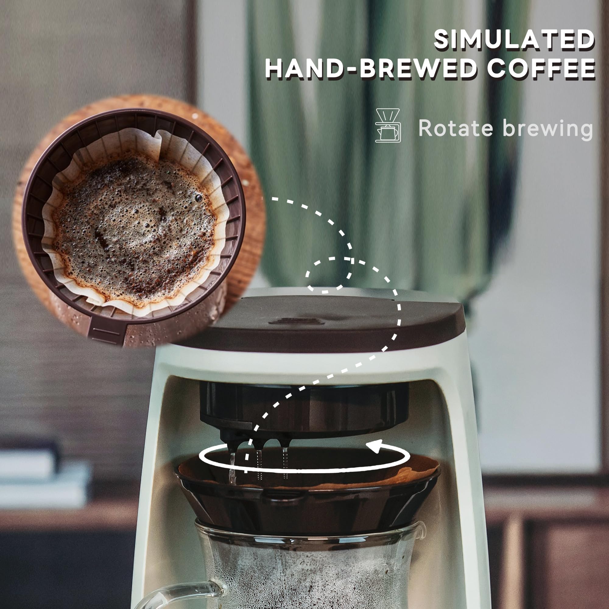 Best Iced Coffee Maker - Hot & Cold Brew Coffee Machine with Self-Cleaning, Single Serve Coffee Maker for Ground Coffee, 4-5 Cups Capacity - Perfect for Home, Office, RV & Camping - Enjoy Refreshing Iced Coffee or Hot Brew Anytime (Green)