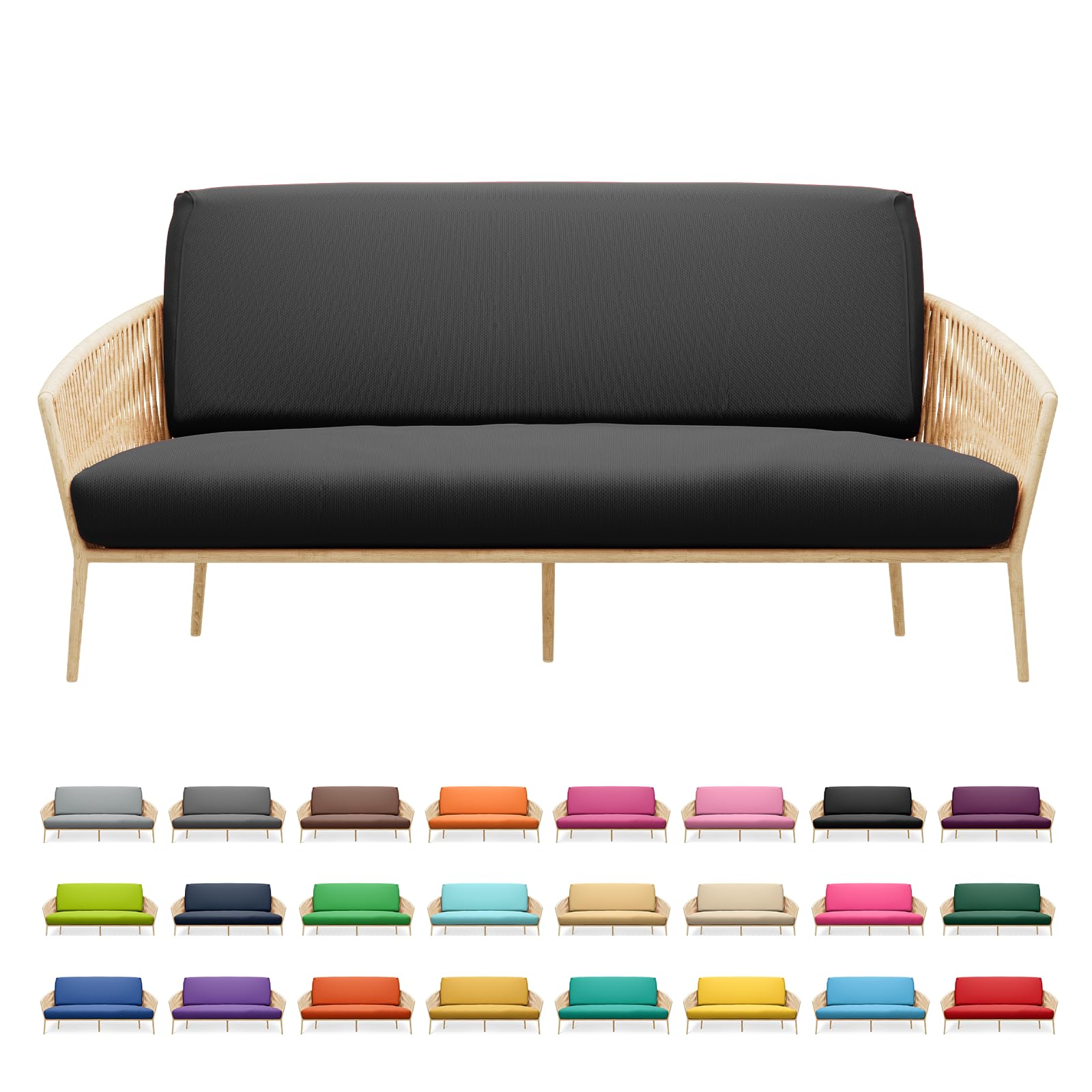 MoNiBloom Twin Futon Cover - Stretch Armless Sofa Slipcover with Zipper, Washable Furniture Protector for Jackknife RV, Couch, Kids & Pets (Black) - Perfect for Living Room, Dorm, RV & Home Decor