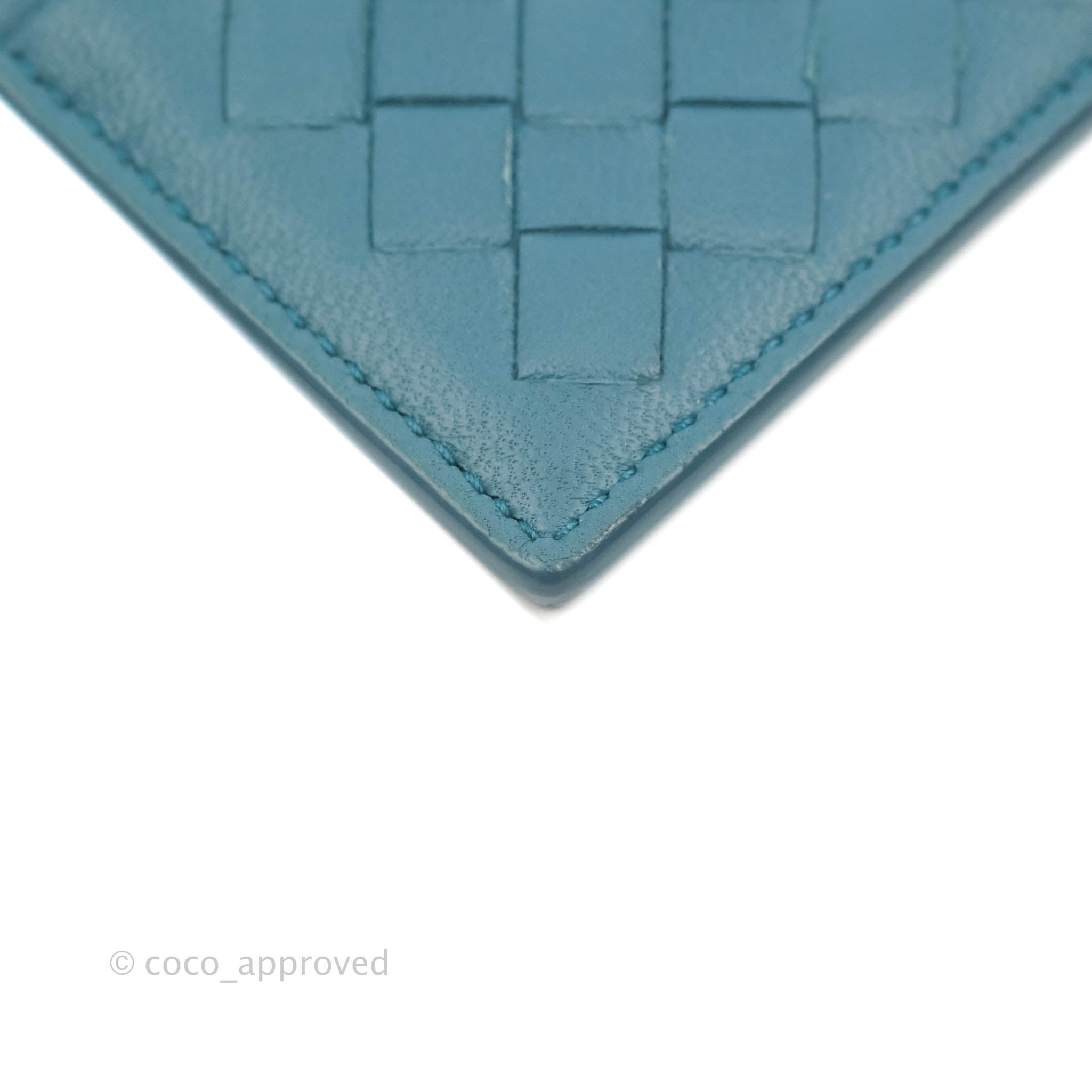 Bottega Veneta Intrecciato Leather Card Holder Wallet - Petrol Blue Luxury Slim RFID Blocking for Men & Women | Perfect for Everyday Use, Travel & Business