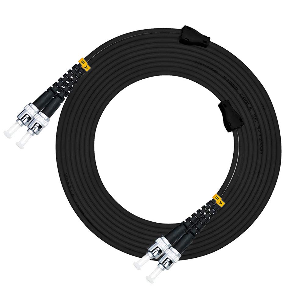 150M ST to ST 10G OM3 Outdoor Armored Duplex 50/125 Multimode Fiber Optic Patch Cable - High-Speed 10Gbps Networking, Waterproof & Durable for Outdoor/Industrial Use (492ft, ST-ST Connectors) - Perfect for Data Centers, CCTV Systems, and Long-Distance Network Connections