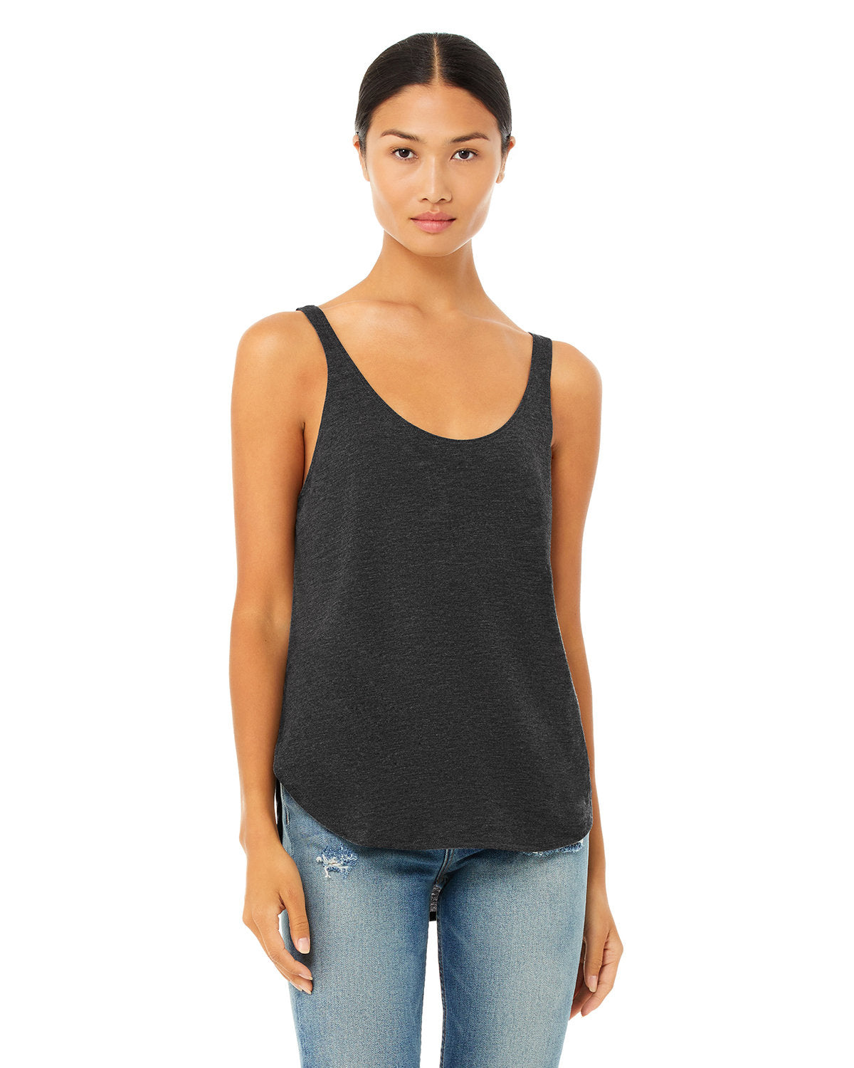 Bella + Canvas B8802 Women's Flowy Side Slit Tank Top - Soft & Breathable Casual Tee for Summer, Yoga, and Beach Wear