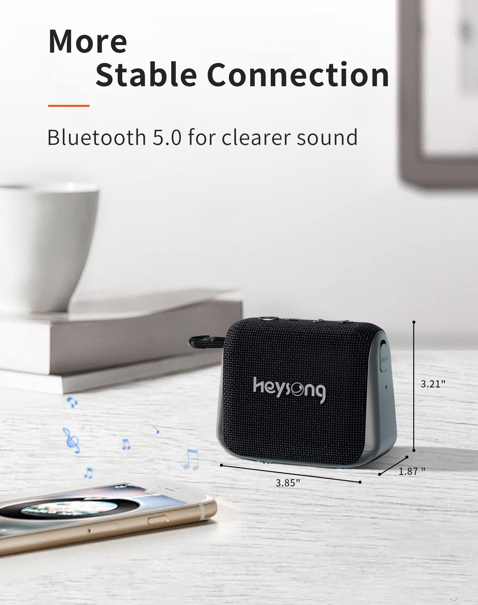 HEYSONG Waterproof Bluetooth Speaker - Portable Wireless Shower Speaker with Stereo Sound, IPX7 Rating, 24-Hour Battery Life & Enhanced Bass | Perfect for Shower, Pool Party, Beach, Camping & Bedroom Use | Great Gift for Men & Women