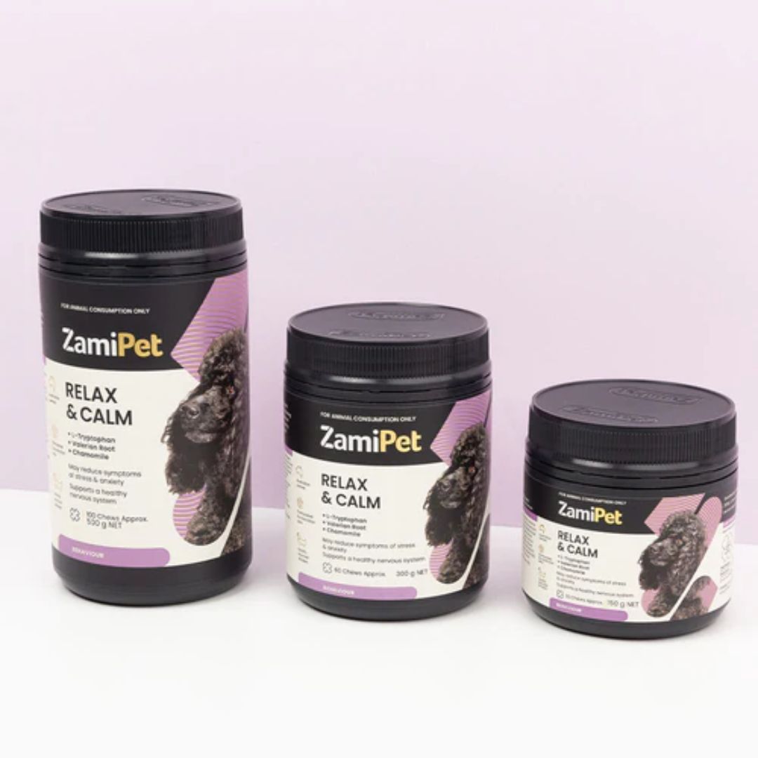 ZamiPet Relax & Calm Chewable Dog Supplement for Anxiety Relief - Natural Stress & Calming Aid for Dogs - Perfect for Thunderstorms, Fireworks & Separation Anxiety