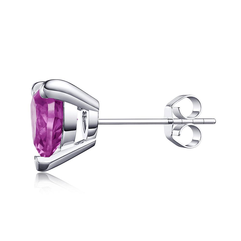 1 CT Heart Shaped Birthstone Stud Earrings - Genuine Gemstone Jewelry for Women, Perfect Gift for Anniversary, Valentine's Day & Mother's Day - Elegant Everyday Wear & Special Occasions