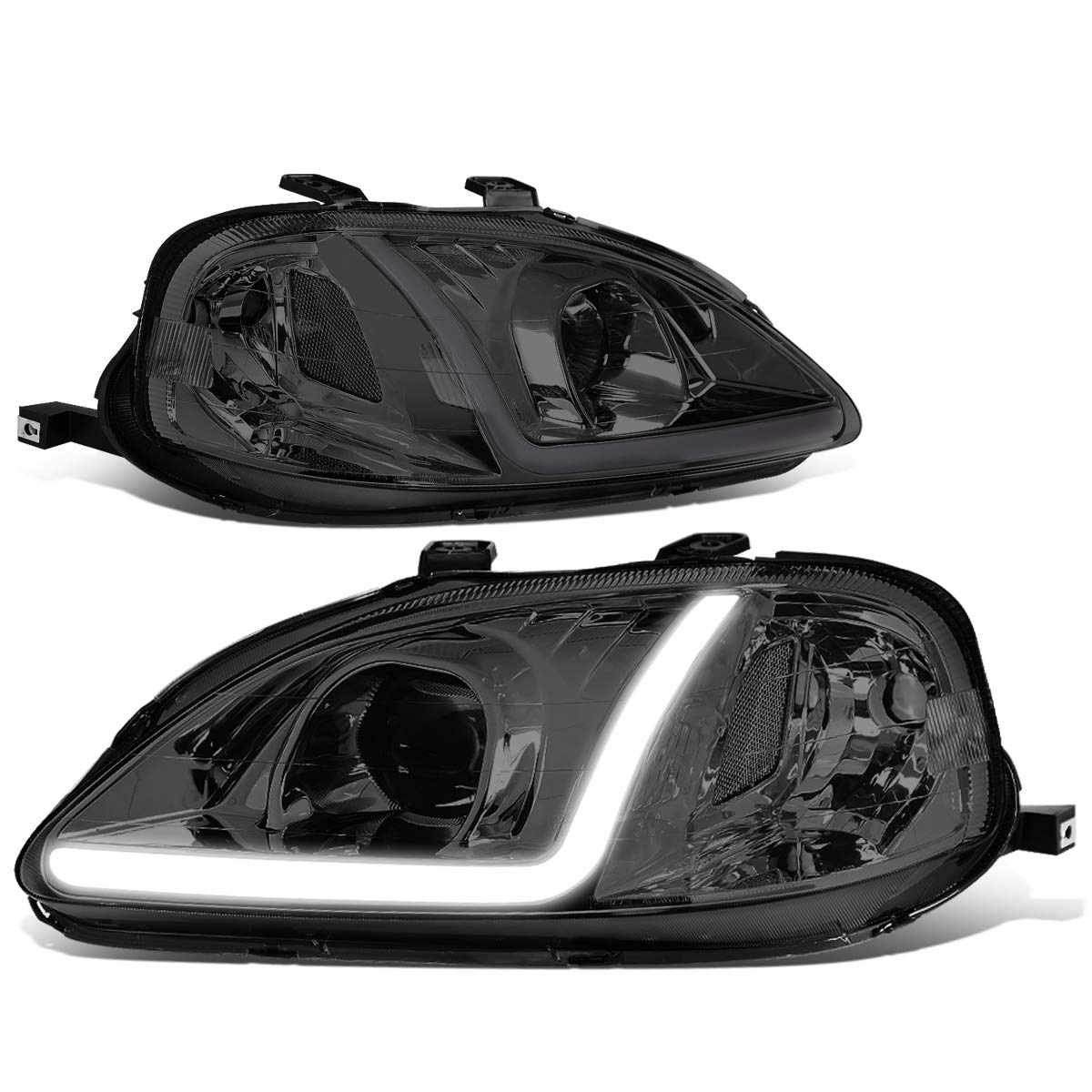DNA Motoring HL-LB-HC99-SM-CL1 LED Daytime Running Lights (DRL) Projector Headlights - Compatible with [Vehicle Models] - Left & Right Side Pair - Bright White Light for Enhanced Visibility & Style - Perfect for Night Driving, Off-Roading & Car Customization