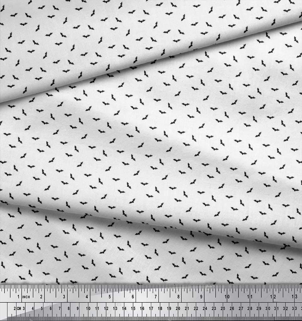 Soimoi 100% Cotton Jersey Fabric by The Yard - 58 Inch Wide Soft Knit Fabric with Whimsical Bat & Bird Print - Perfect for DIY Dresses, Shirts, and Home Decor Projects