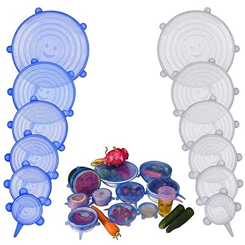 **Reusable Silicone Stretch Lids & Bowl Covers – 12-Pack Food Saver Set (6 Sizes) for Fresh Storage – Fits Various Kitchen Containers – Perfect for Meal Prep, Leftovers & Refrigerator Organization**