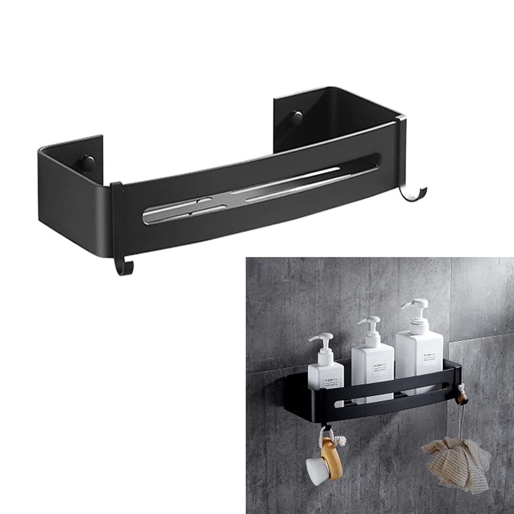 Adhesive Shower Organizer Shelf - No Drill Bathroom Wall Mount Storage for Razors, Soap & Toiletries | Aluminum Corner Basket for Kitchen & Bathroom | Space-Saving Solution for Small Bathrooms & Apartments (B-Rectangle)