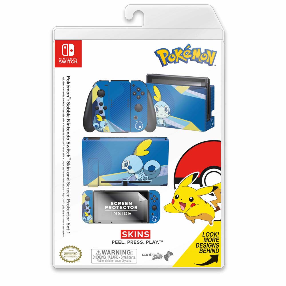 Nintendo Switch Skin & Screen Protector Set - Pokemon Sword/Shield Sobble Edition | Protective Cover for Joy-Con Controllers & Console | Perfect for Gaming, Travel & Collectors