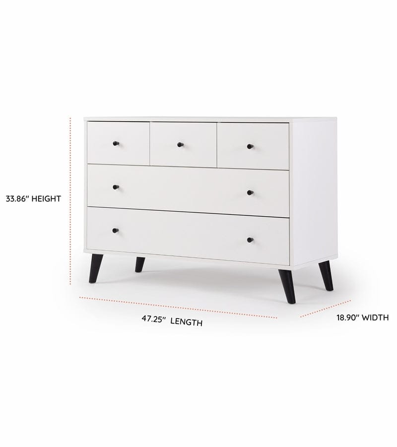 Austin 5 Drawer Dresser - Solid Wood Bedroom Chest of Drawers for Storage | Perfect for Master Bedroom, Guest Room & Nursery Organization