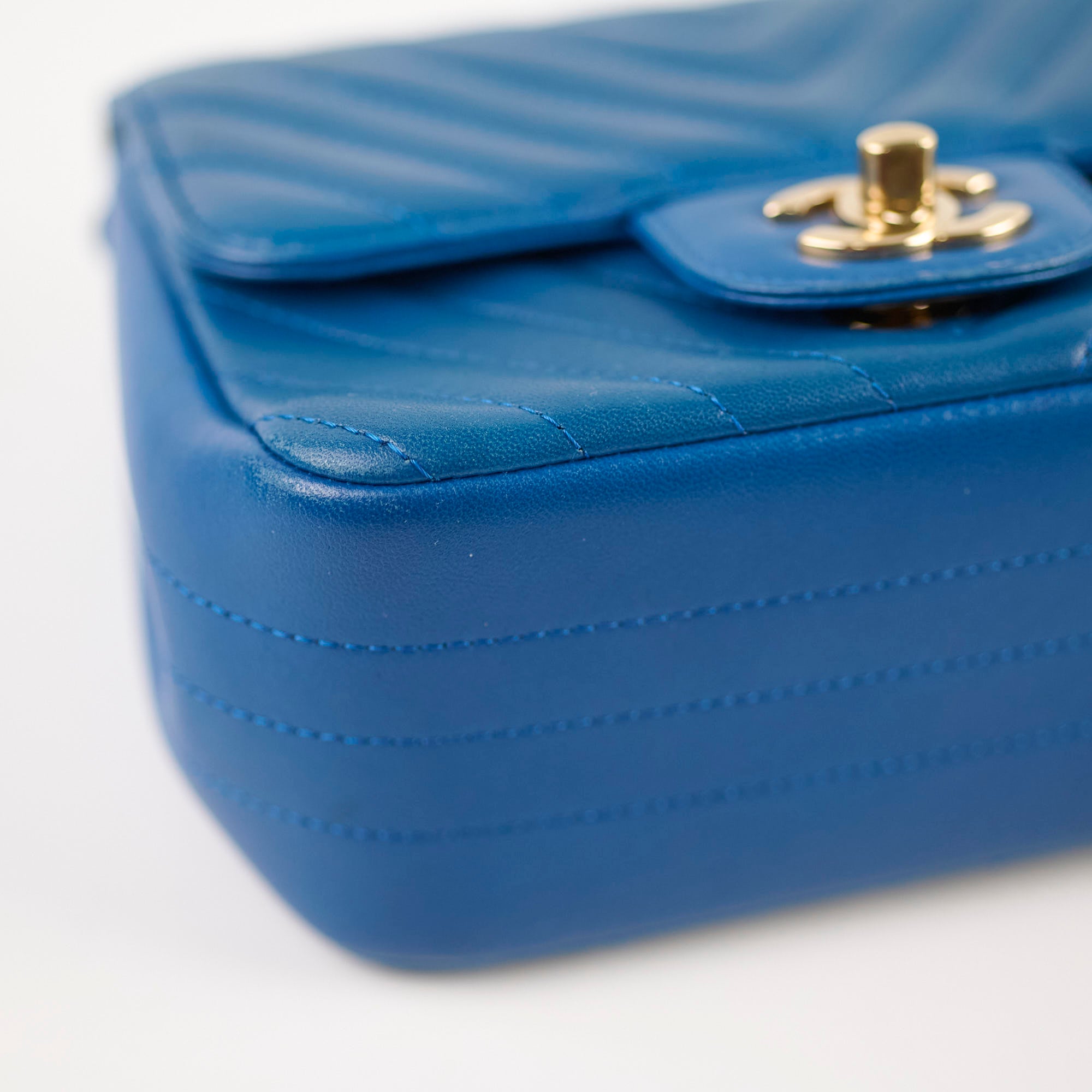 Chanel Mini Square Chevron Bag in Blue - Luxury Crossbody Bag for Women | Perfect for Parties, Dates & Everyday Use