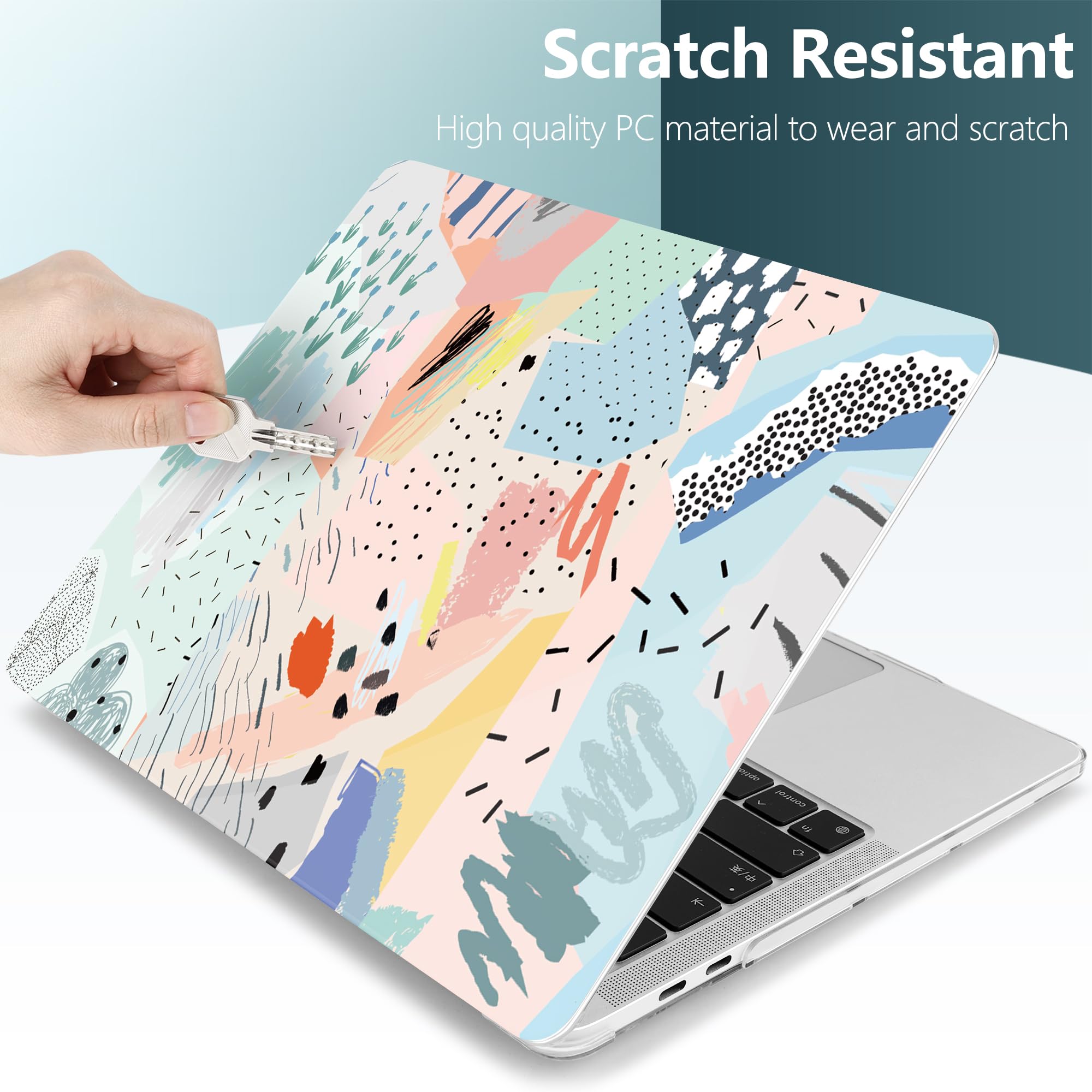 TwoL Hard Plastic Protective Case Cover for MacBook Pro 13 inch (2020-2022 Models A2338 M2/M1 A2289 A2251) with Keyboard Skin & Screen Protector - Floral Design | Perfect for Work, Travel & School Use