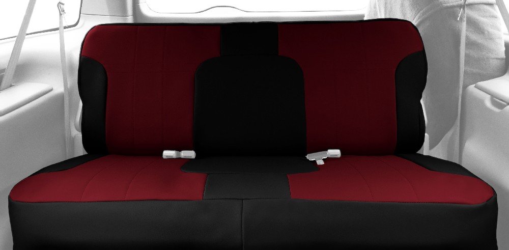 Premium Faux Leather Seat Covers for 1989-1995 Toyota Pickup - CalTrend Front Solid Bench Seats with Red Insert & Black Trim | Durable & Stylish Car Interior Upgrade for Work Trucks & Off-Road Adventures