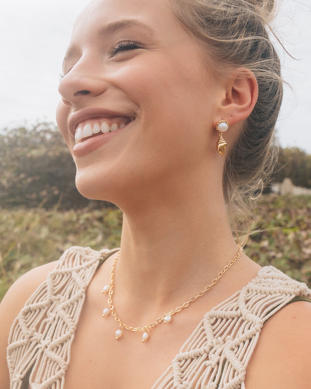 Beverly Pearl Shell Drop Stud Earrings - Natural Mother of Pearl Jewelry for Women - Elegant Dangle Earrings for Party, Wedding & Everyday Wear