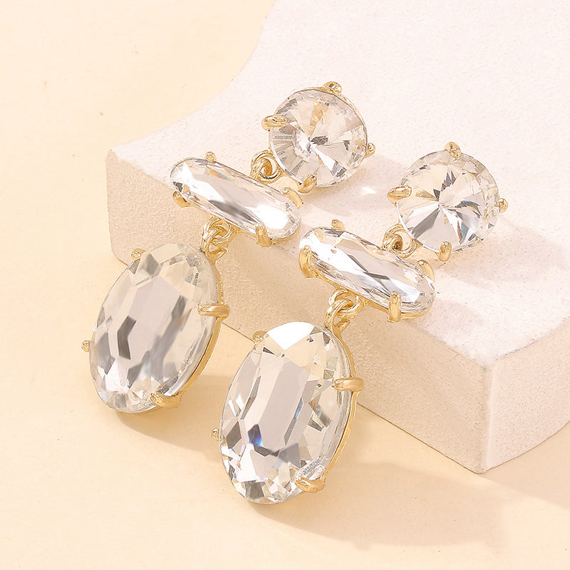 Elegant Faceted Diamond Earrings with Contrasting Colors | Perfect for Weddings, Parties & Special Occasions