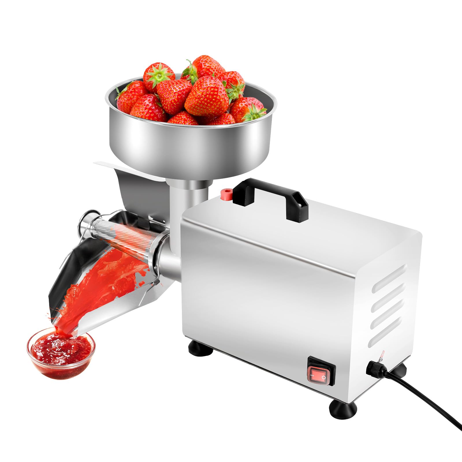 450W 110V Electric Tomato Sauce Maker & Food Grinder - 110lbs/h Stainless Steel Jam Machine with Pure Copper Motor, Funnel & Trough (21.06x9.8x13.19 Inch) - Perfect for Homemade Sauces, Jams, Purees & Baby Food Preparation
