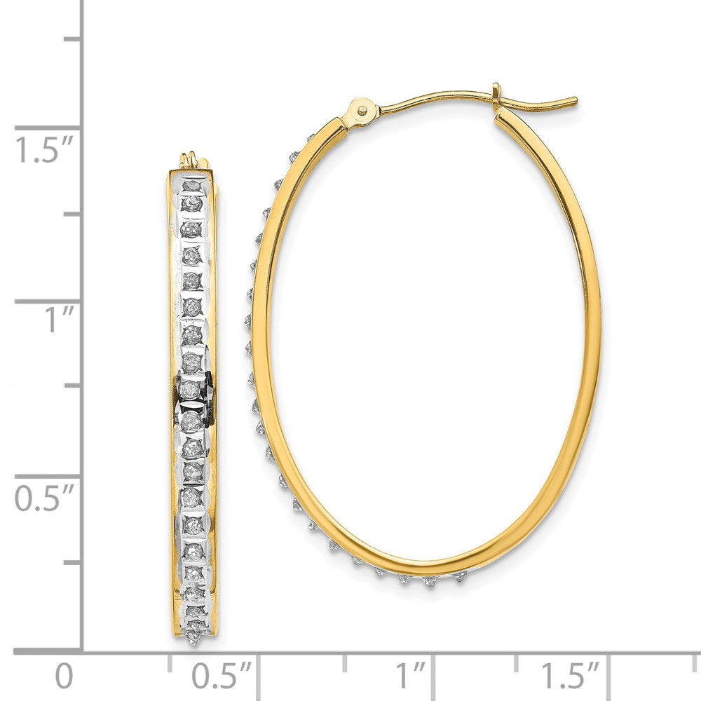 14K Gold Diamond Hinged Oval Hoop Earrings - Elegant & Durable DF135 for Women | Perfect for Weddings, Parties & Special Occasions