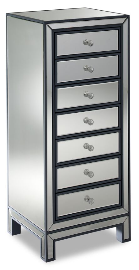 Elegant Crystal 7-Drawer Dresser with Mirrored Glass - Perfect for Bedroom Storage & Vanity Organization