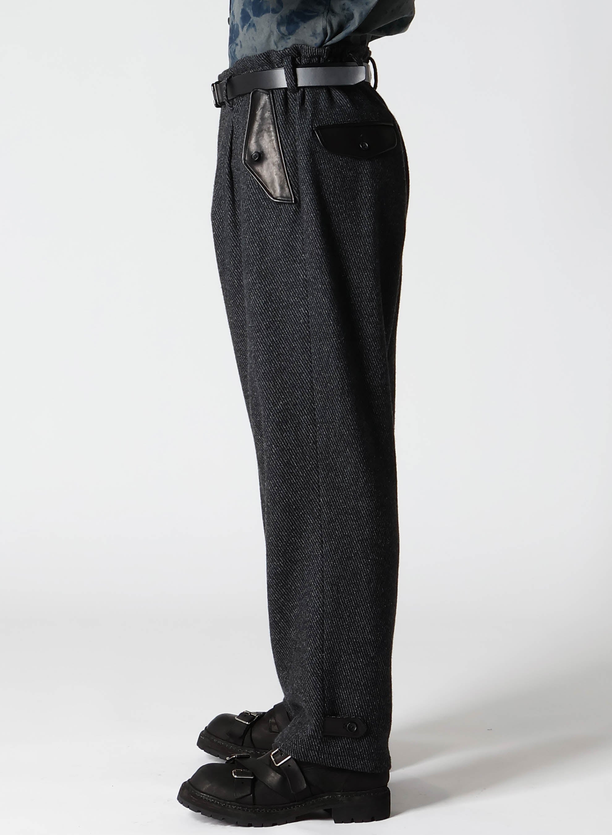CARSE TWEED HEM TAB PANTS - Women's High Waisted Trousers with Adjustable Tabs, Classic Tweed Fabric for Office, Business Casual & Fall Outfits