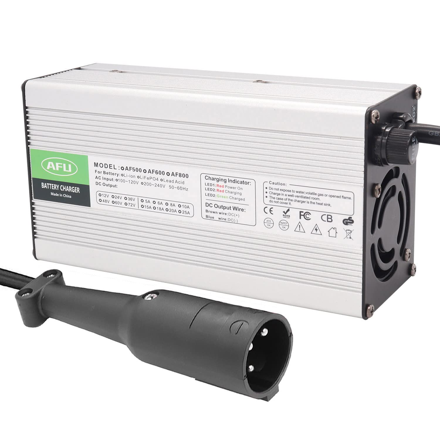 48V 10A Golf Cart Battery Charger for Club Car - Round 3 Pin Connector - Fast Charging & Durable - Perfect for Golf Courses, Resorts & Personal Use