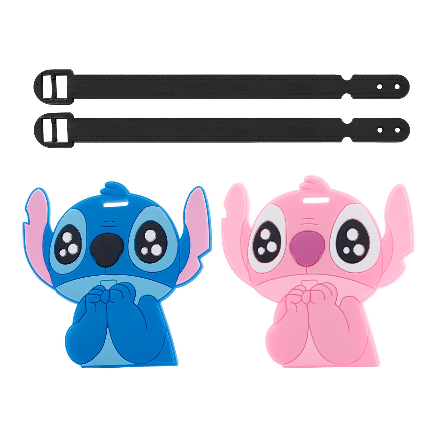 Set of 3 Stitch Cartoon Silicone Travel Luggage ID Tags for Suitcases, Backpacks & Bags - Cute Disney-Inspired Bag Tags for Kids & Adults - Perfect for Airports, Vacations & School Trips