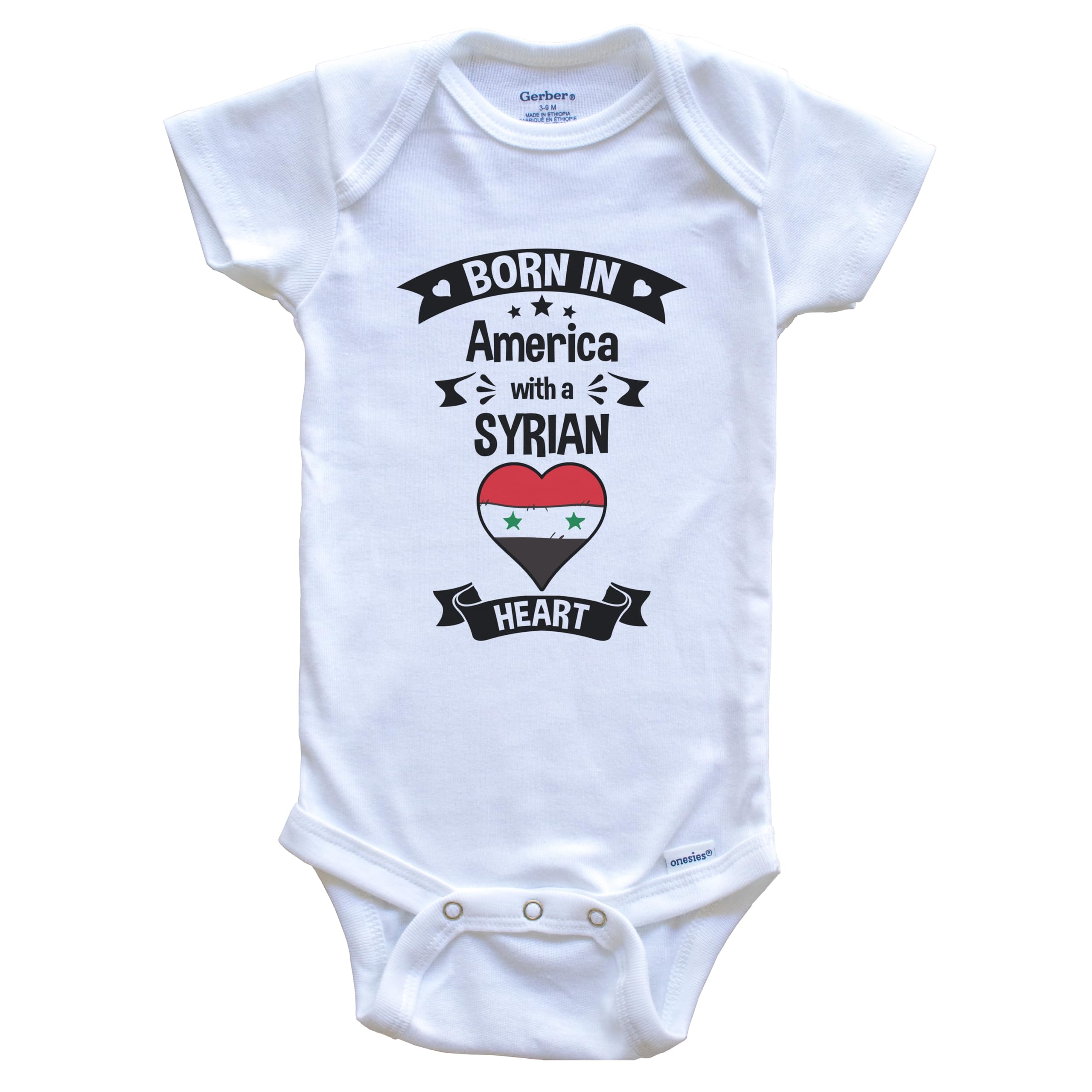 Born in America with A Syrian Heart One Piece Baby Bodysuit - Soft Cotton Infant Onesie for Newborns & Toddlers | Perfect for Family Photos, Holidays & Cultural Celebrations